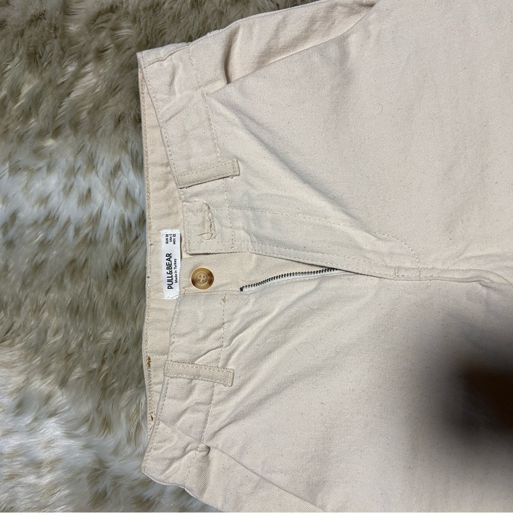 Pull&Bear Beige Trousers with Button Detail